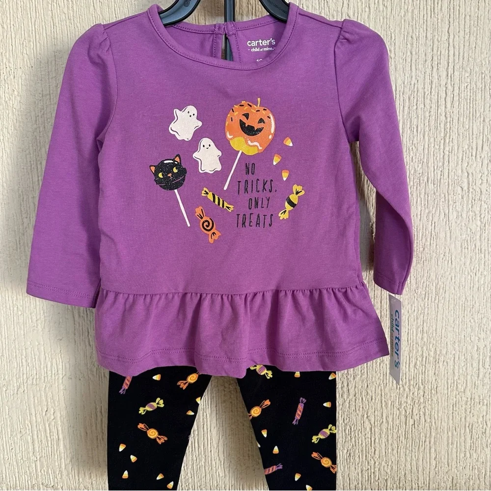 Carters child of mine 2 piece set no tricks only treats top and leggings